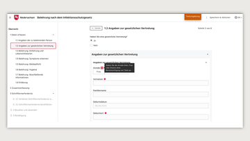 Screenshot aus dem EfA-Onlinedienst Infektionsschutzbelehrung IFSB-Online