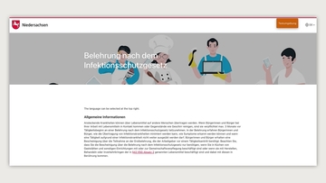 Screenshot aus dem EfA-Onlinedienst Infektionsschutzbelehrung IFSB-Online