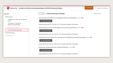 Screenshot aus dem EfA-Onlinedienst Anzeige von Wasserversorgungsanlagen TWVO-Online