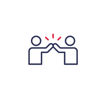Icon zeigt zwei Personen von der Seite, die einen High Five machen.