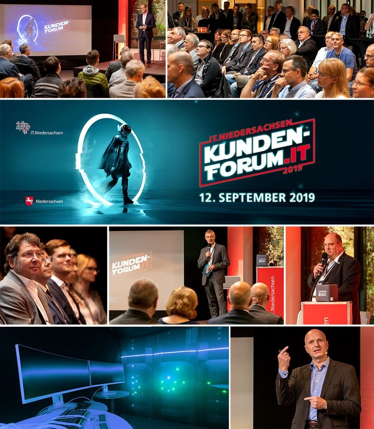 Die Kollage zeigt acht Bilder des Kundenforum.IT 2019.